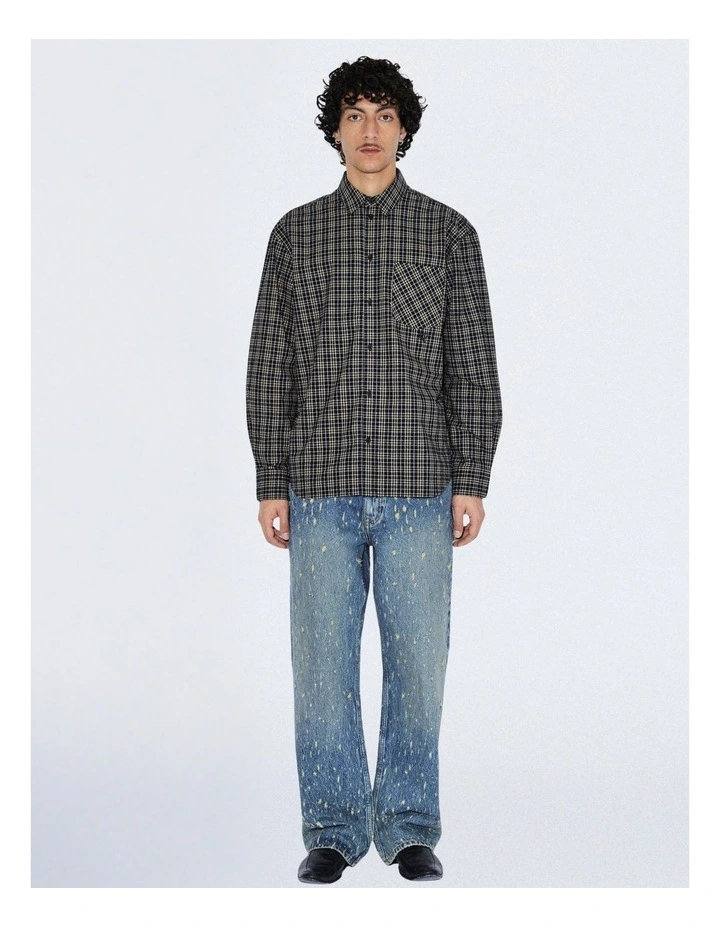Wes Long Sleeve Shirt in Black Summer Check image 5