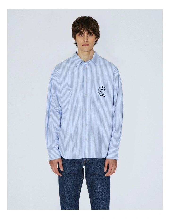 Wes Long Sleeve Shirt in Light Blue Stripe image 1