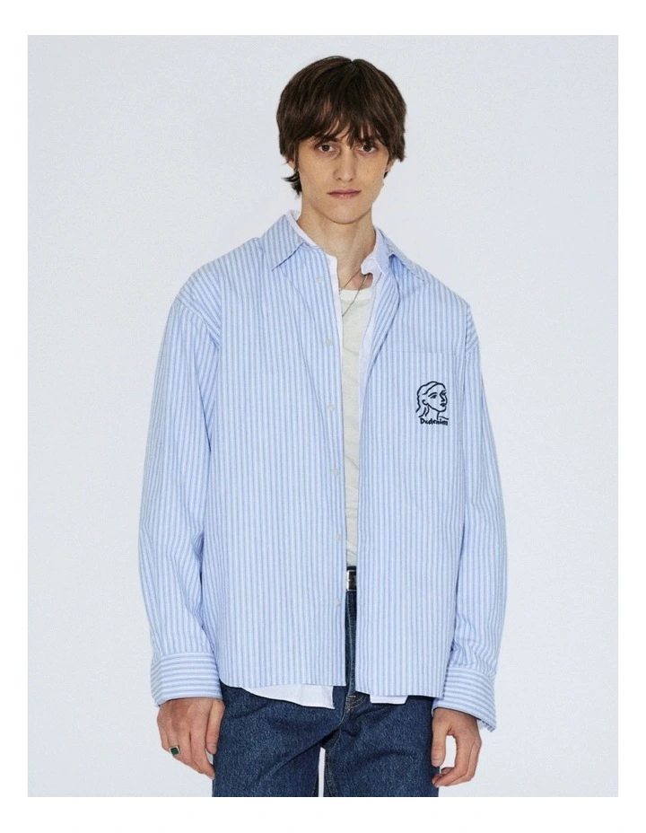 Wes Long Sleeve Shirt in Light Blue Stripe image 2