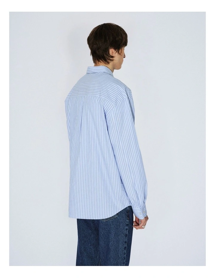 Wes Long Sleeve Shirt in Light Blue Stripe image 3
