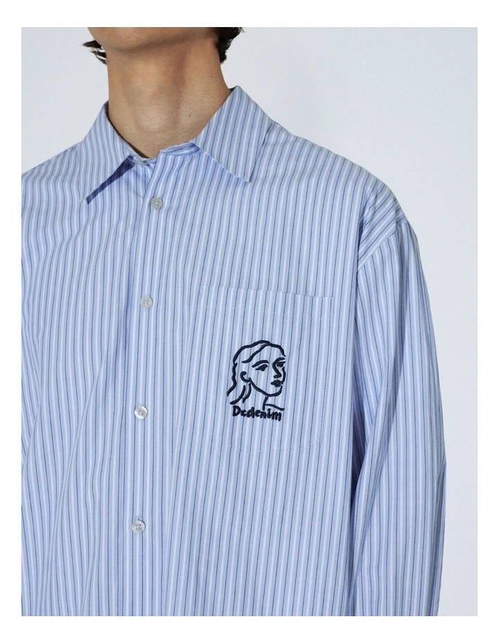 Wes Long Sleeve Shirt in Light Blue Stripe image 4