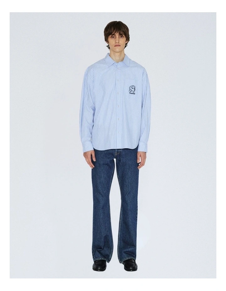 Wes Long Sleeve Shirt in Light Blue Stripe image 5