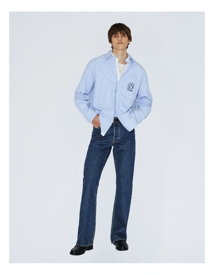Wes Long Sleeve Shirt in Light Blue Stripe image 6