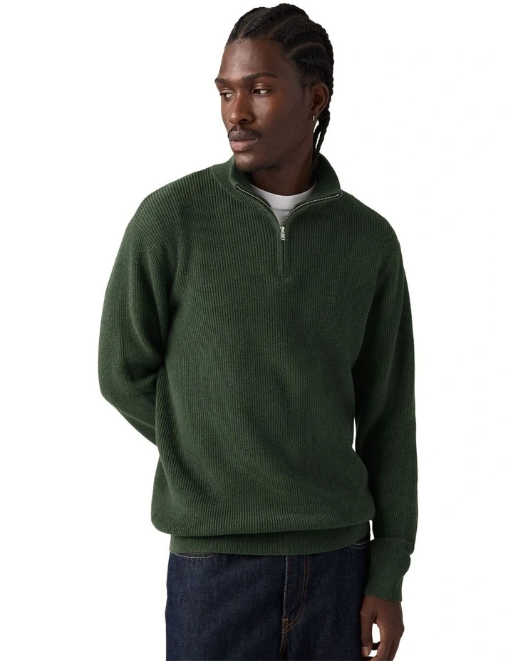 Housemark Quarter Zip Sweater in Heather Green image 1