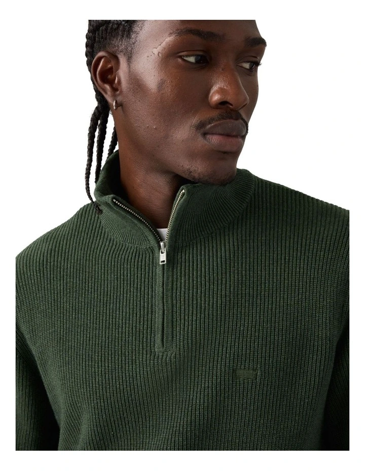 Housemark Quarter Zip Sweater in Heather Green image 3