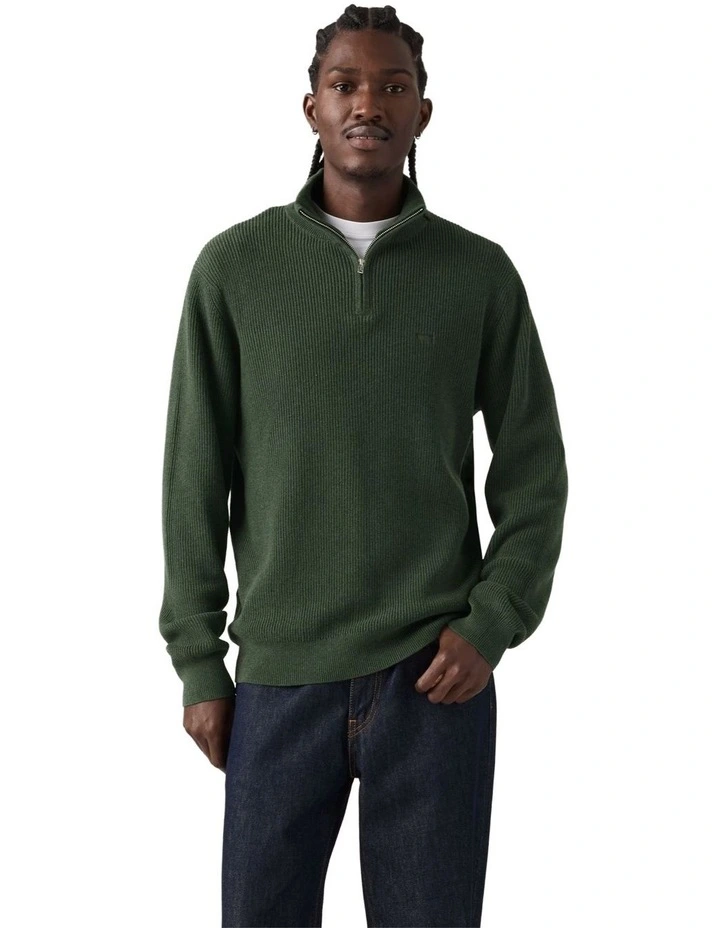 Housemark Quarter Zip Sweater in Heather Green image 4