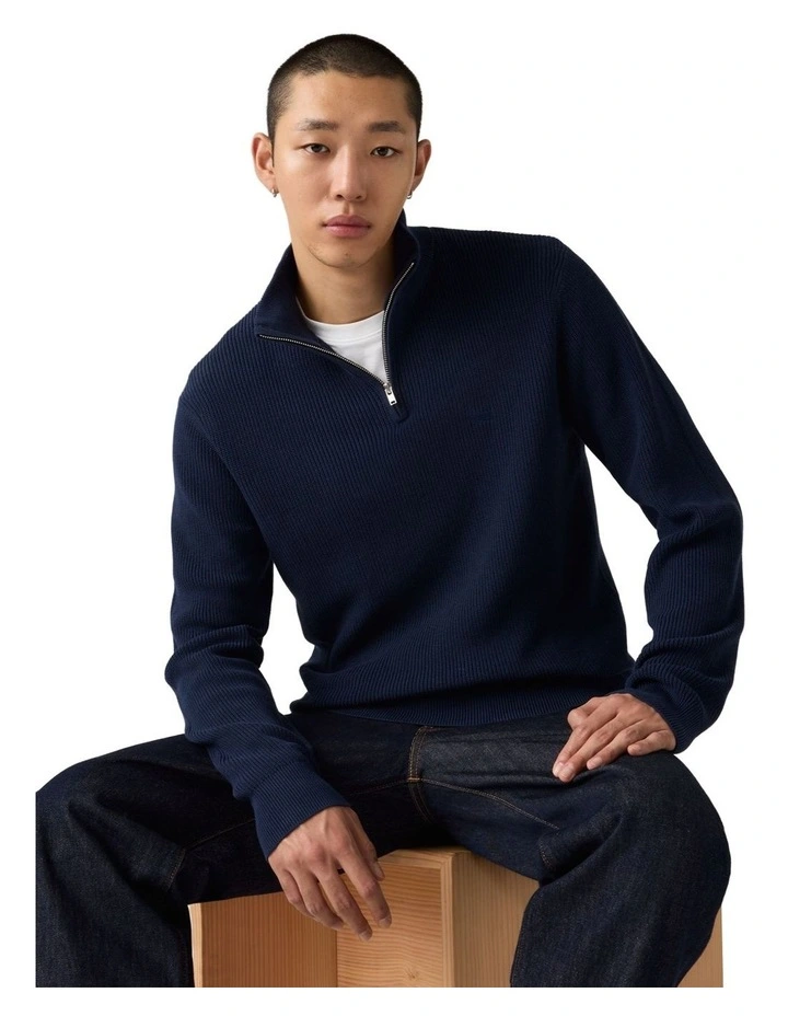 Housemark Quarter Zip Sweater in Naval Academy image 4