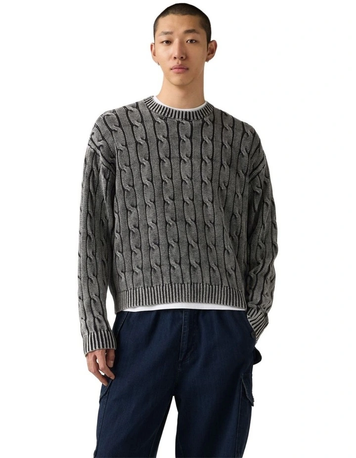 Carmel Cable Crew Neck Sweater in Phantom image 4