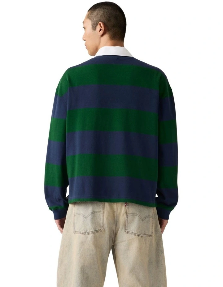 Hudson Boxy Rugby Shirt in Ronan Stripe Navy Blazer image 2