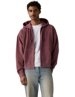 Hayes Boxy Full-Zip Sweatshirt in Post-Grunge Roan Rouge