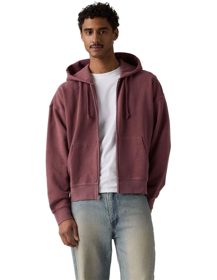 Hayes Boxy Full-Zip Sweatshirt in Post-Grunge Roan Rouge image 1