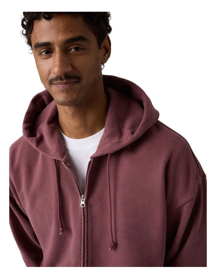 Hayes Boxy Full-Zip Sweatshirt in Post-Grunge Roan Rouge image 3