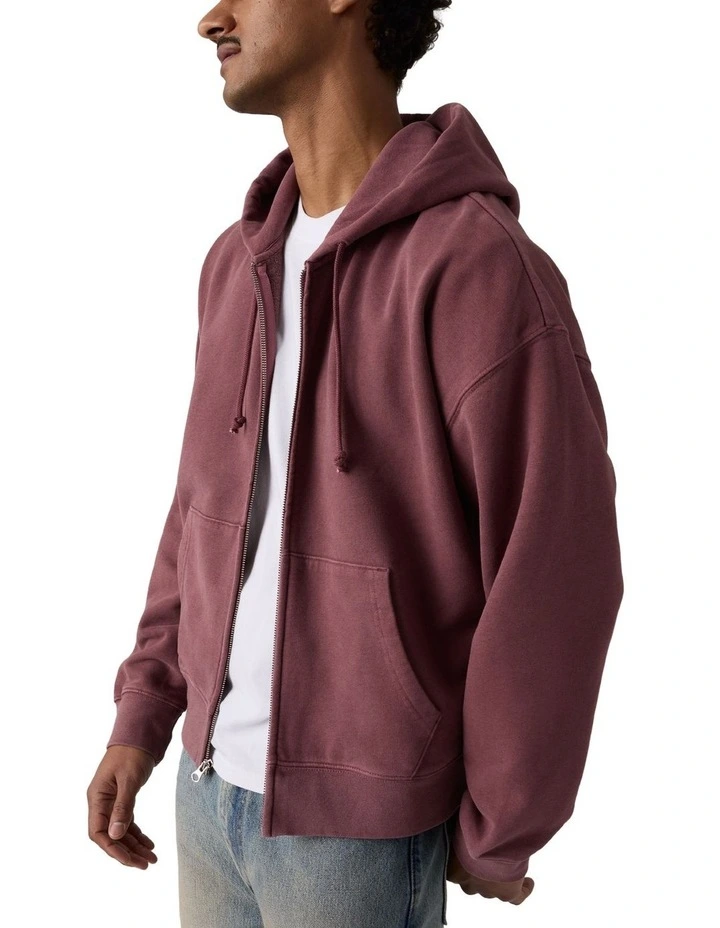 Hayes Boxy Full-Zip Sweatshirt in Post-Grunge Roan Rouge image 4
