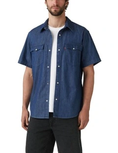 Short-Sleeve Relaxed Fit Western Shirt in Olsen