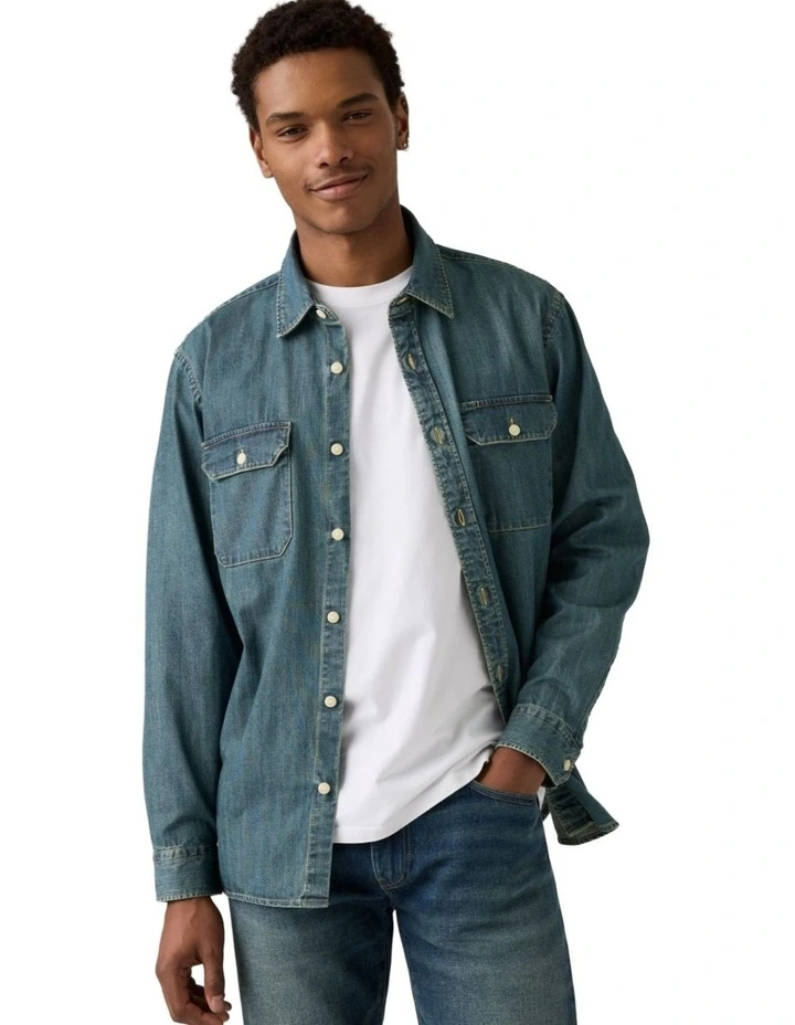 Jackson Worker Overshirt in Chopper Dark Wash image 4