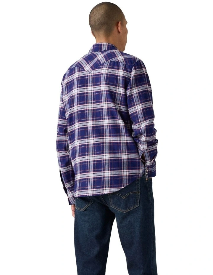 Barstow Standard Fit Western Shirt in Hawley Plaid Blue image 2