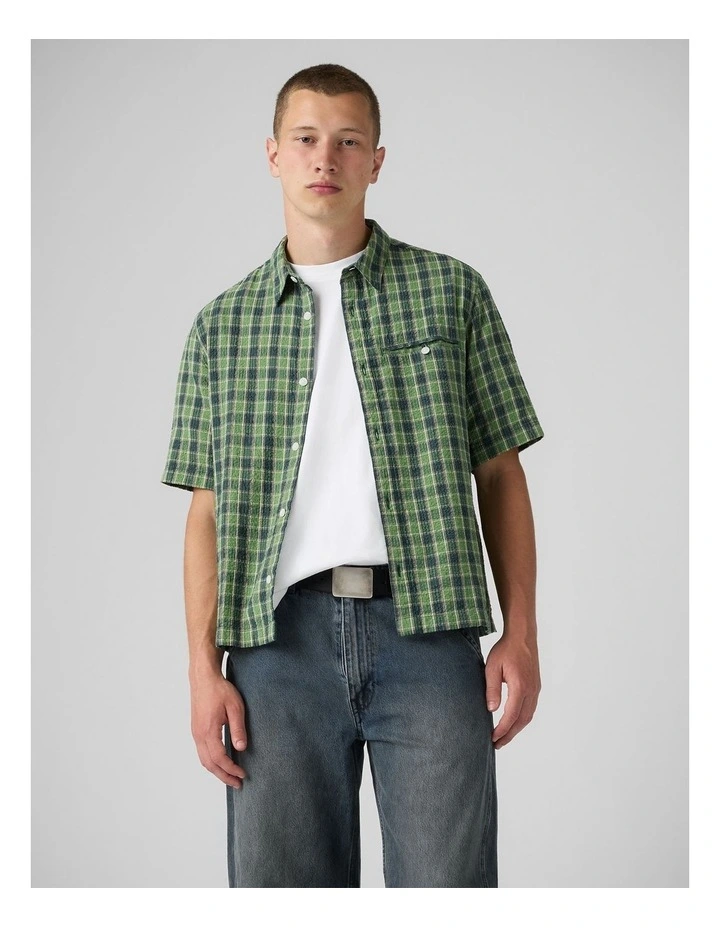 Zandt Boxy Shirt in Xavier Plaid Shale Green image 1