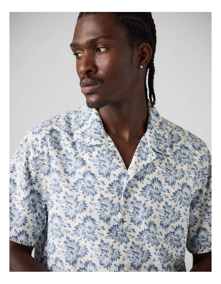 Sunset Camp Standard Fit Shirt in Micah Abstract Floral Moonlight Blue image 3
