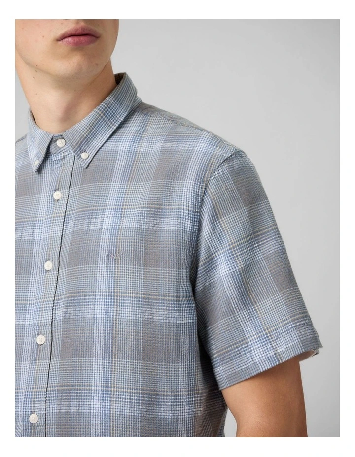 Short-Sleeve Authentic Button-Down Shirt in Bennett Plaid Moonlight Blue image 3