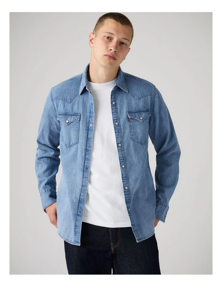 Barstow Standard Fit Western Shirt in Blue Sky Mountain Light image 1