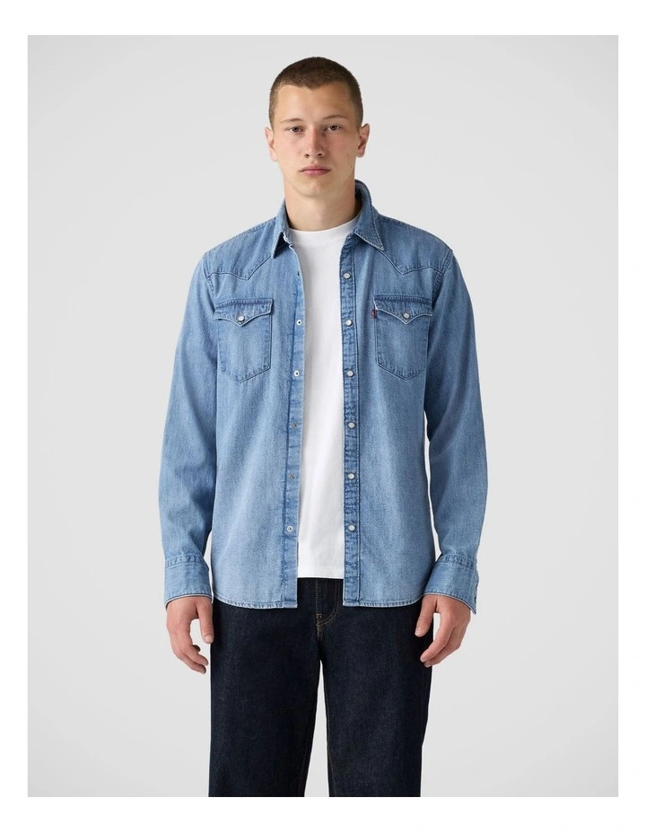 Barstow Standard Fit Western Shirt in Blue Sky Mountain Light image 3