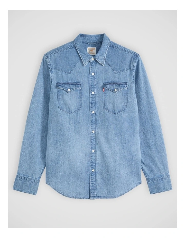 Barstow Standard Fit Western Shirt in Blue Sky Mountain Light image 5