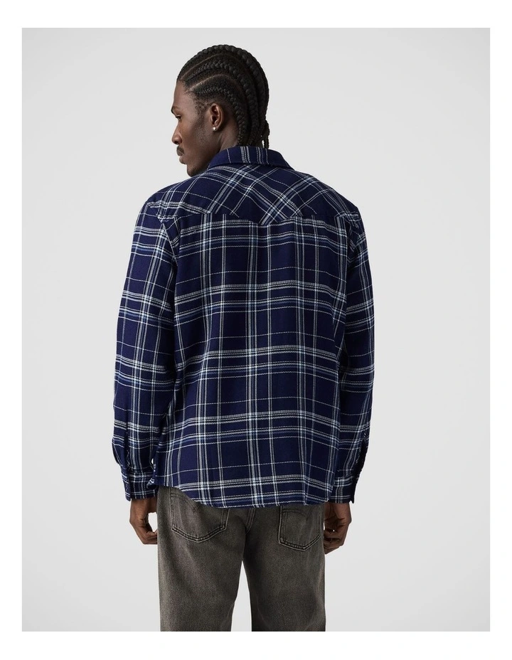 Relaxed Fit Western Shirt in Pier 100 Indigo Plaid Western image 2