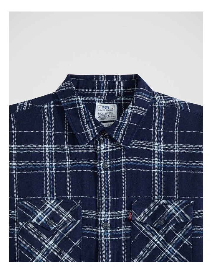 Relaxed Fit Western Shirt in Pier 100 Indigo Plaid Western image 3