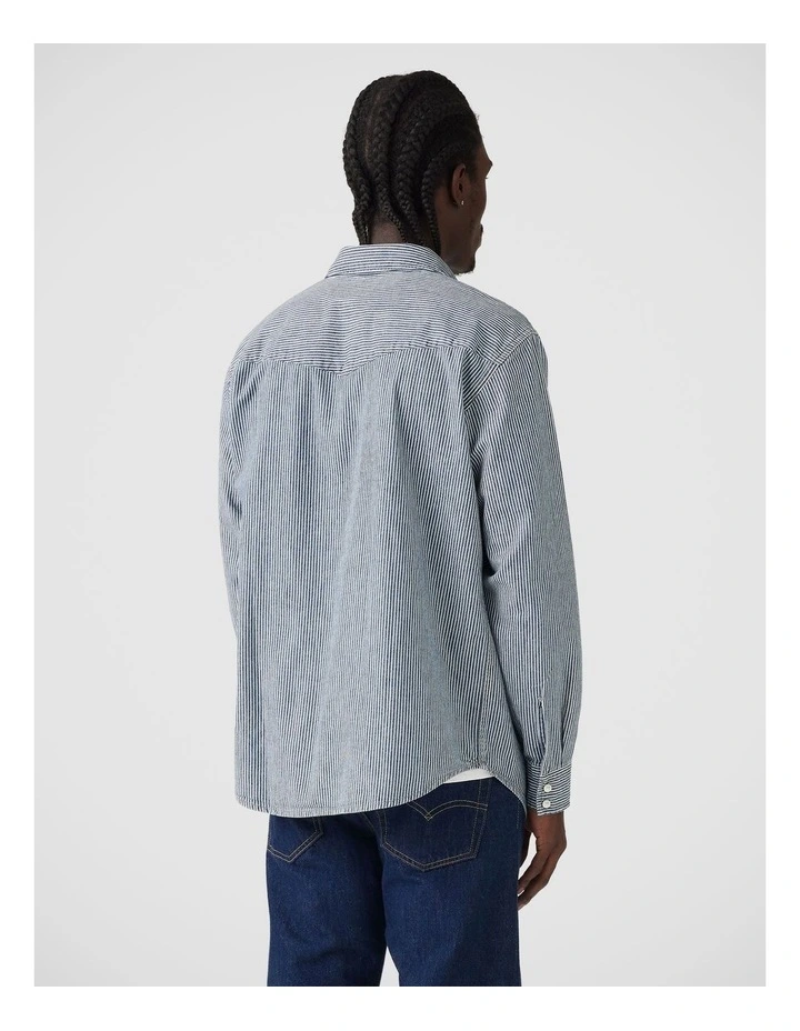 Relaxed Fit Western Shirt in Grand Dark Railroad Stripe image 2