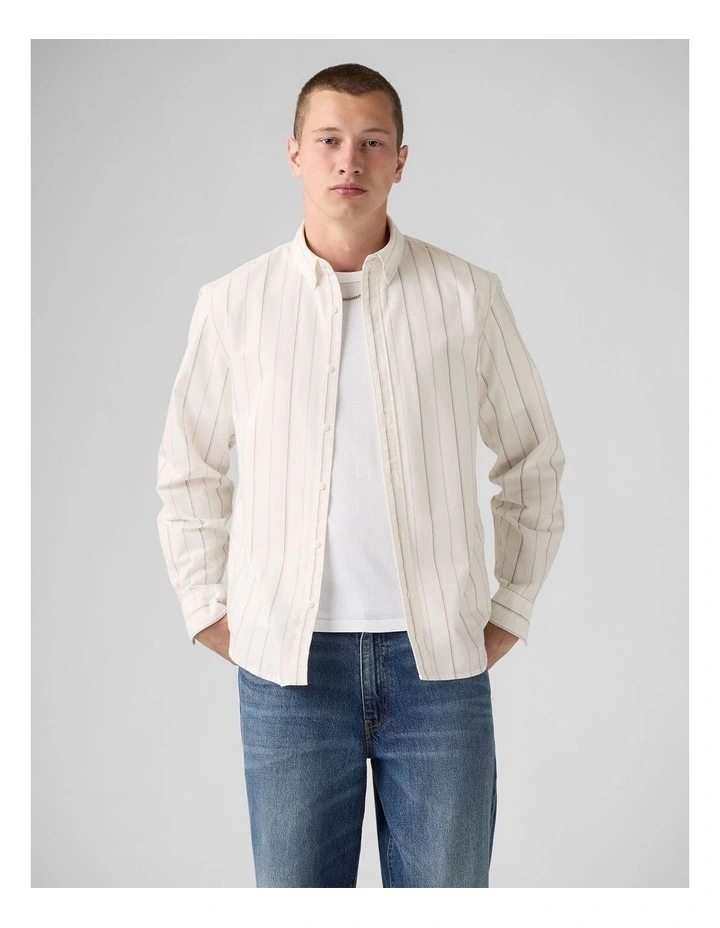 Authentic Button-Up Shirt in Oisin Stripe Cloud Dancer image 1