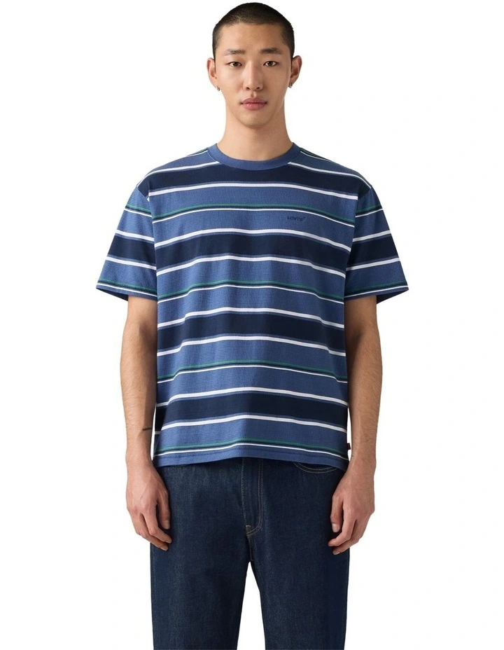 Red Tab Vintage T-shirt in Pecos Stripe Sunshine Blue image 1