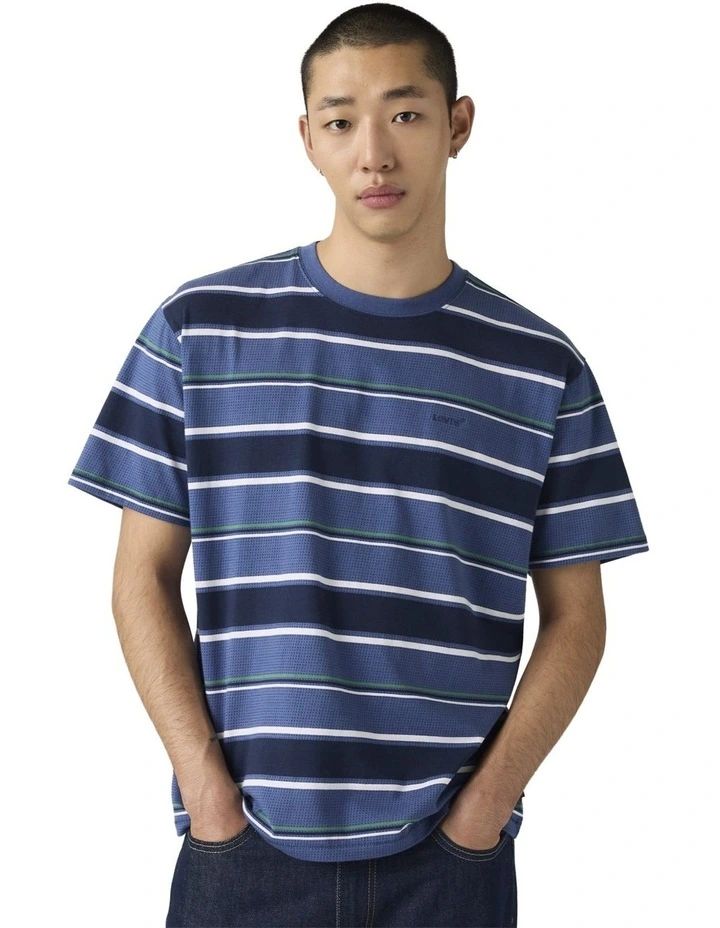 Red Tab Vintage T-shirt in Pecos Stripe Sunshine Blue image 4