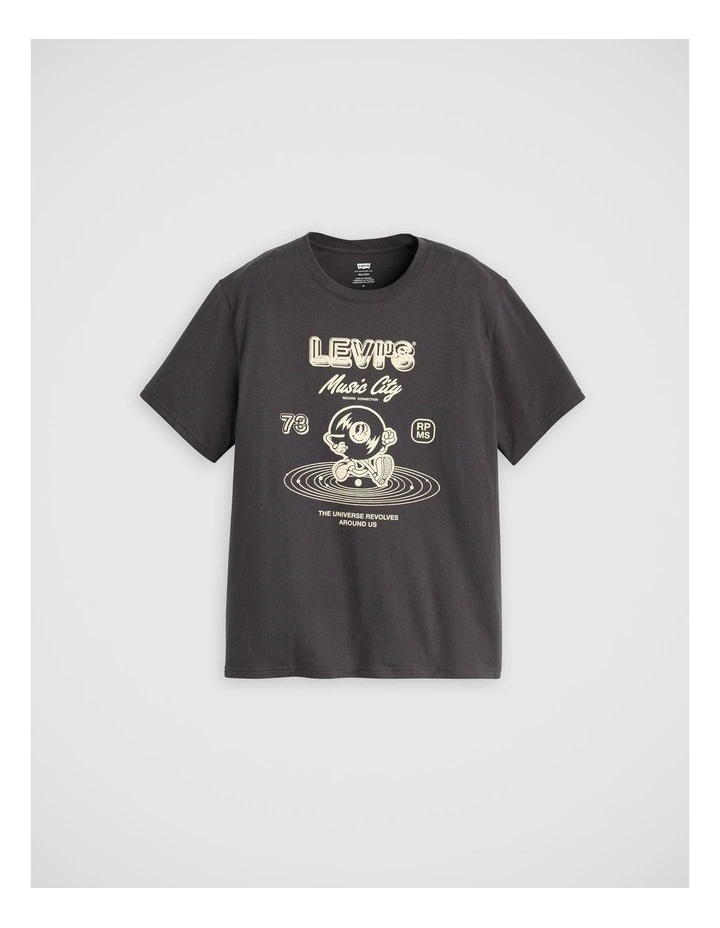 Relaxed Fit Short Sleeve T-Shirt in Black with Music City Graphic image 5