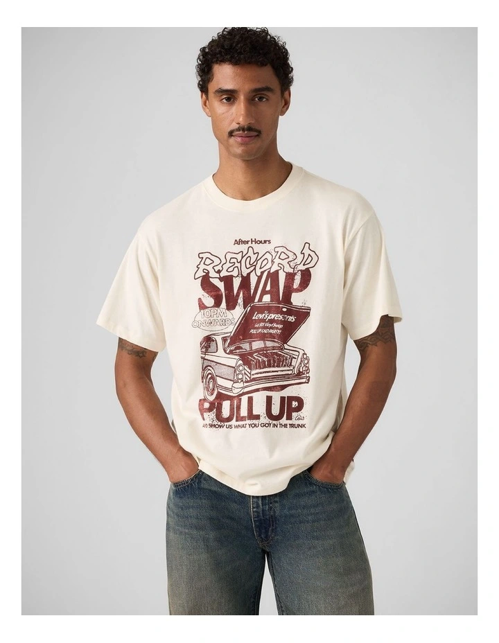 Graphic Vintage Fit T-Shirt in Record Swap Egret image 1