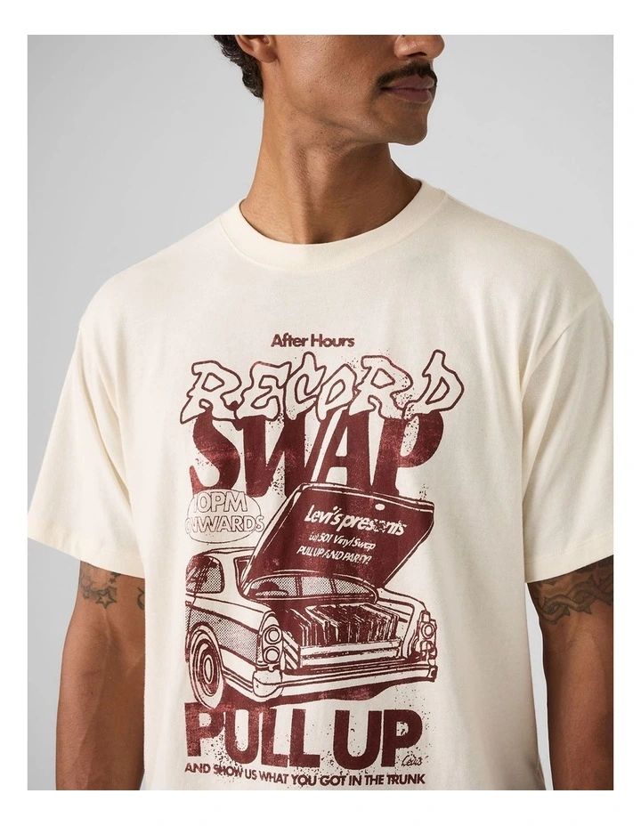 Graphic Vintage Fit T-Shirt in Record Swap Egret image 3