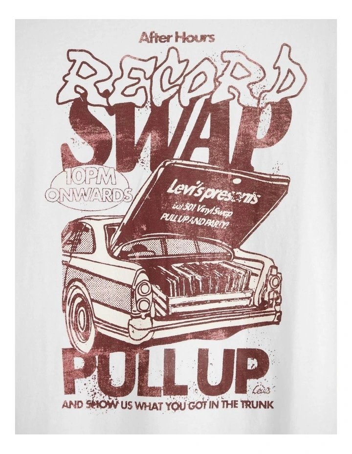 Graphic Vintage Fit T-Shirt in Record Swap Egret image 4