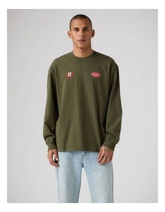 Long-Sleeve Graphic Authentic T-Shirt in Horsepower Brand Olive Night