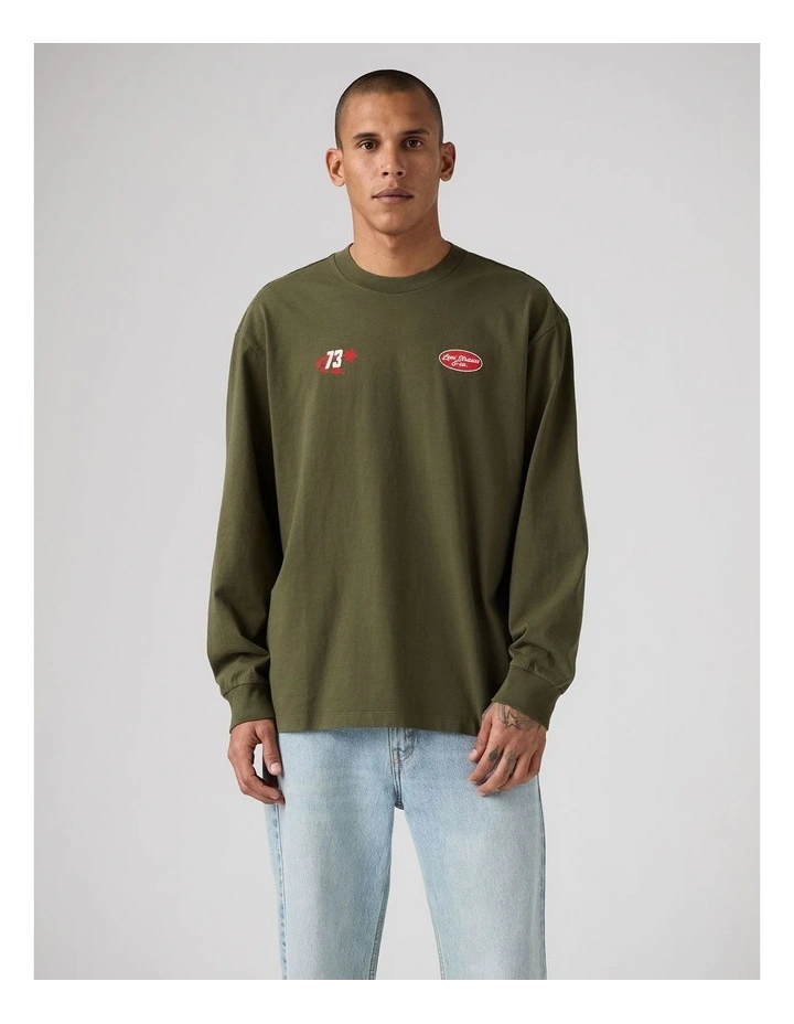 Long-Sleeve Graphic Authentic T-Shirt in Horsepower Brand Olive Night image 1