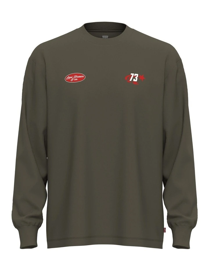 Long-Sleeve Graphic Authentic T-Shirt in Horsepower Brand Olive Night image 4