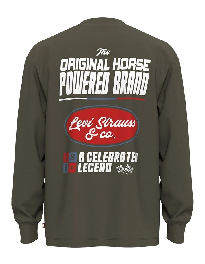 Long-Sleeve Graphic Authentic T-Shirt in Horsepower Brand Olive Night image 5