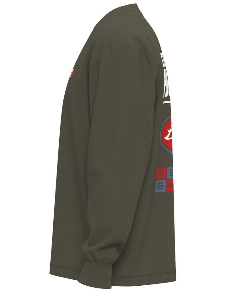 Long-Sleeve Graphic Authentic T-Shirt in Horsepower Brand Olive Night image 6