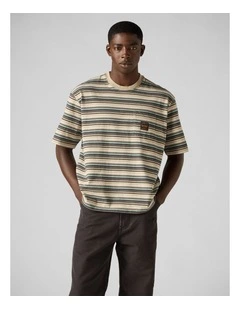 Workwear Pocket T-Shirt inJason Stripe Trench Coat Volcanic Ash