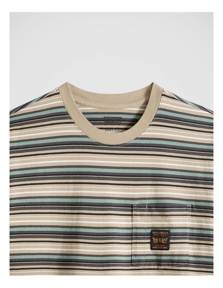 Workwear Pocket T-Shirt inJason Stripe Trench Coat Volcanic Ash image 3