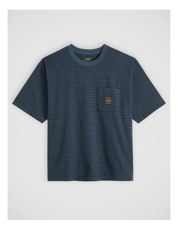 Workwear Pocket T-Shirt in Garry Stripe Blue Heather image 5