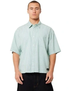 Bobby Stripe Short Sleeve Shirt in Green Machine