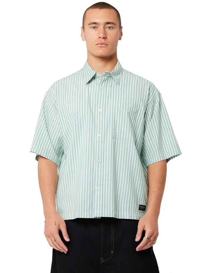 Bobby Stripe Short Sleeve Shirt in Green Machine image 1