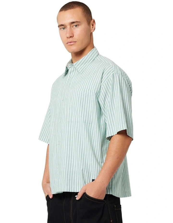 Bobby Stripe Short Sleeve Shirt in Green Machine image 2