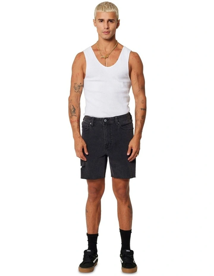 A2 Slim Bronson Rip Shorts in Vintage Black image 2