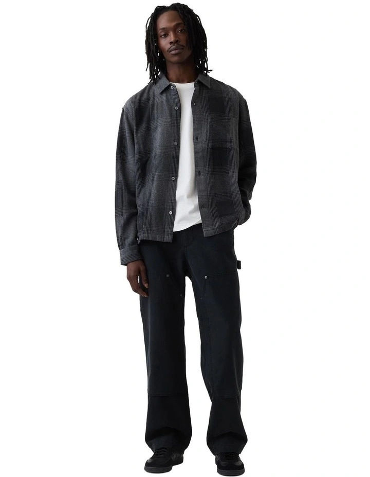 Long Sleeve Beach Flannel Shirt in Black image 3