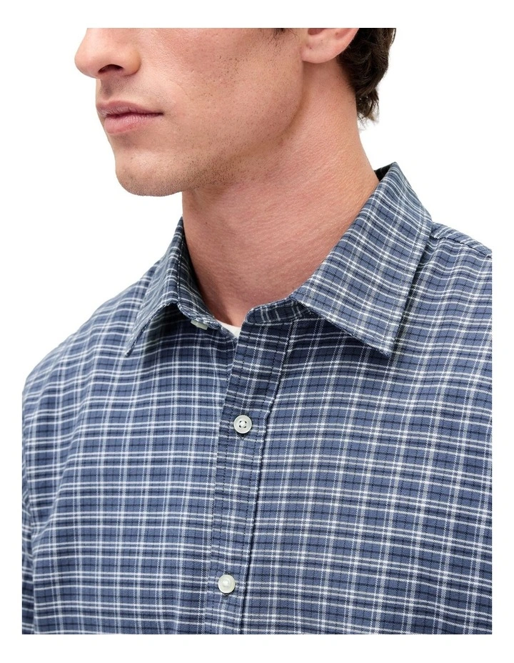 Long Sleeve Cropped Oxford Shirt in Blue image 4